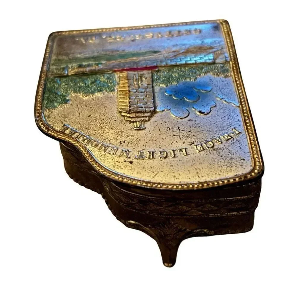 Gettysburg PA Piano Shaped Metal Trinket Box Peace Light Memorial